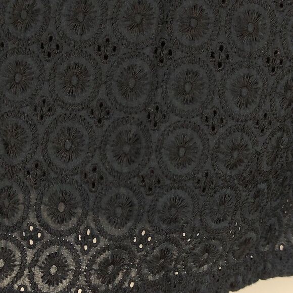 Fresh Produce Black Alseyel Eyelet Lace 3/4 Sleeve Button Front Blouse Top - Picture 12 of 13